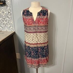 Beachlunchlounge Sleeveless Bohemian Casual Summer V-Dress (Large)